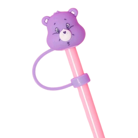 Care Bear Purple Silicone Reuseable Straw Topper With 12" Straw For 30oz & 40oz - Picture 1 of 4